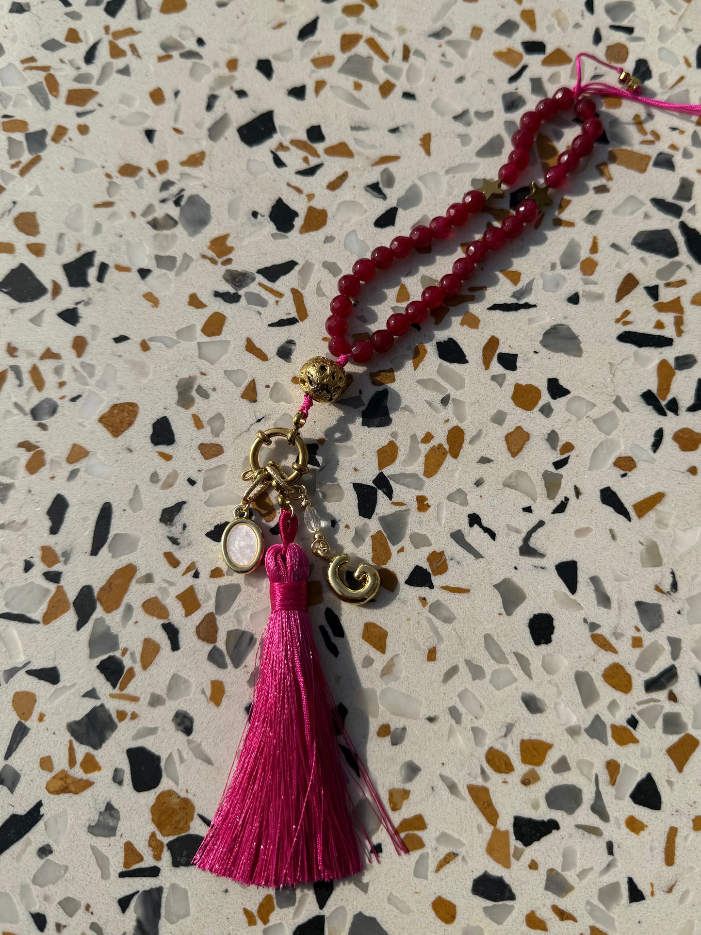 Mobile chain & Sebha “33 count” in Hot Pink